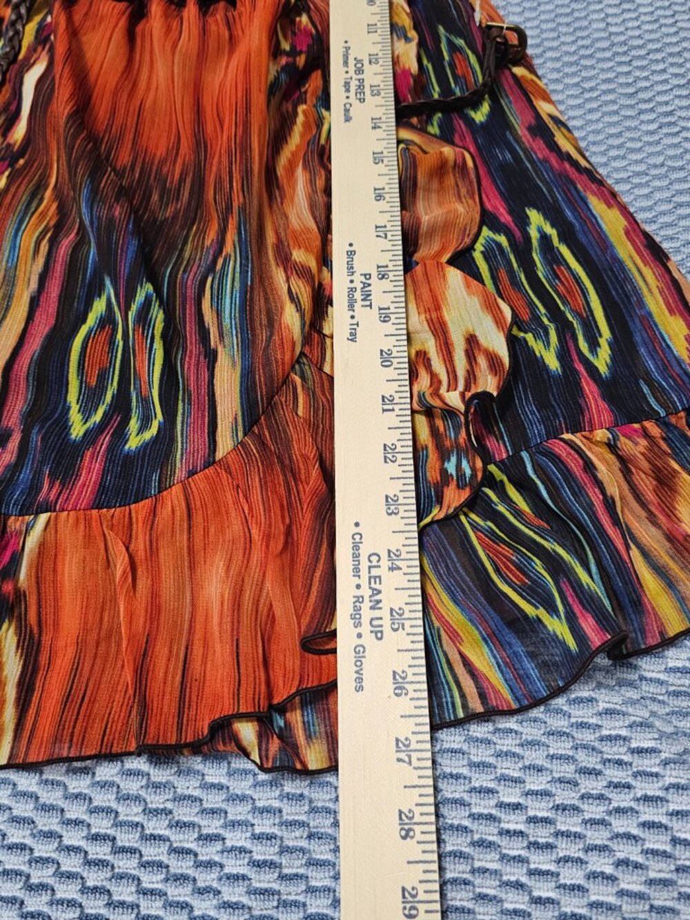 NEW Modern Love Strapless Ikat Mini Dress Ruffle Trim Belted Boho Size Small - Picture 7 of 7